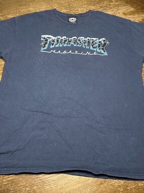 Thrasher Navy Blue Graphic Logo Tee